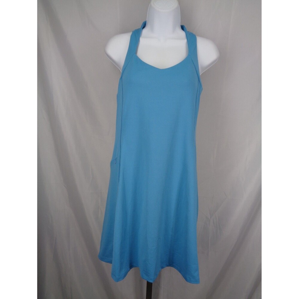 Title Nine V-Neck Strappy Built in Bra Dress Aruba Blue Size Small New